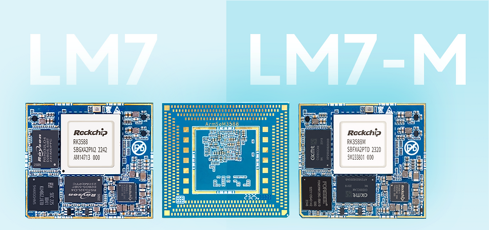 Official LM7 family banner with module and LGA package views